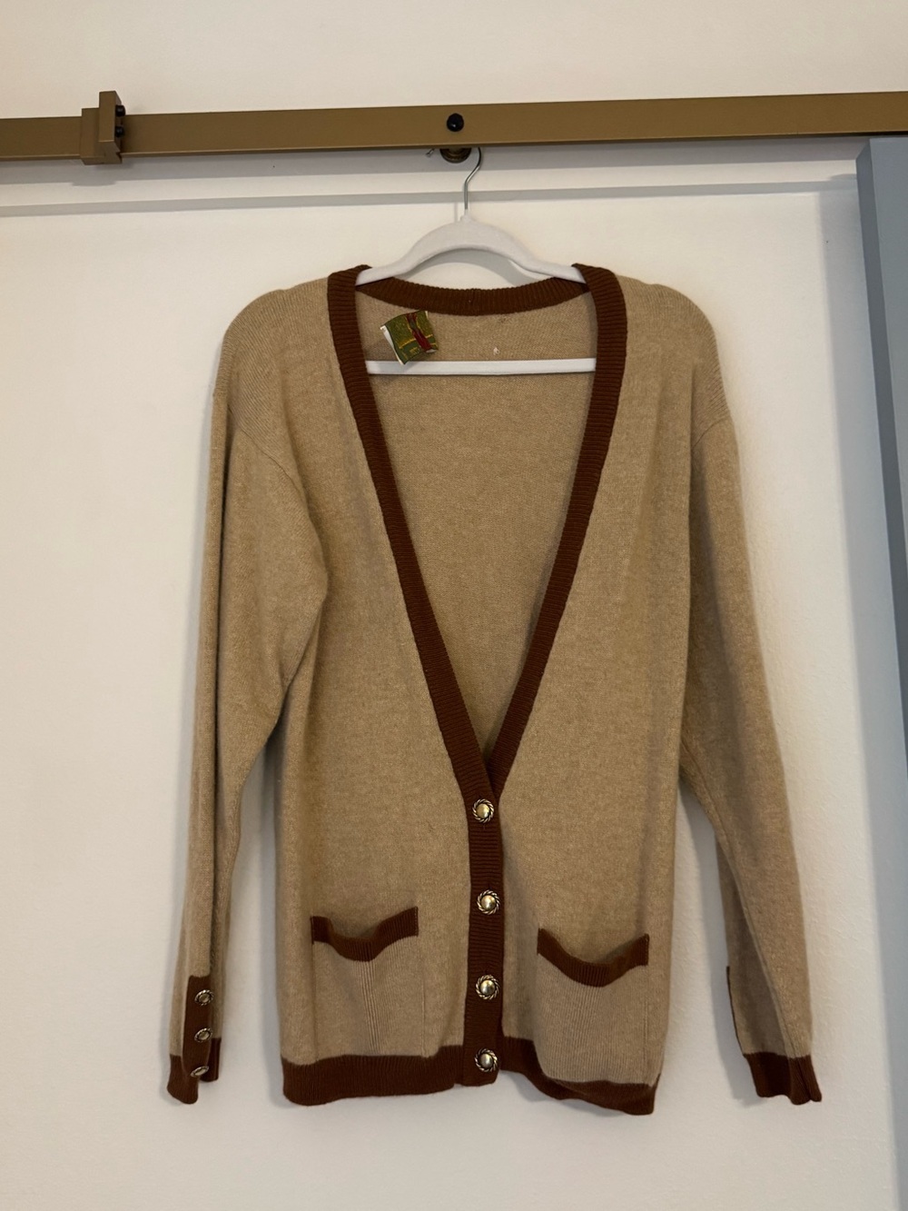 Vintage Made in Scotland Strathspey 100% Wool Blend Brown Cardigan